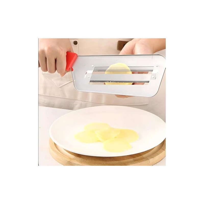 Stainless Steel Handheld Vegetable Chopper - Chip Cutter, Fruit Slicer,