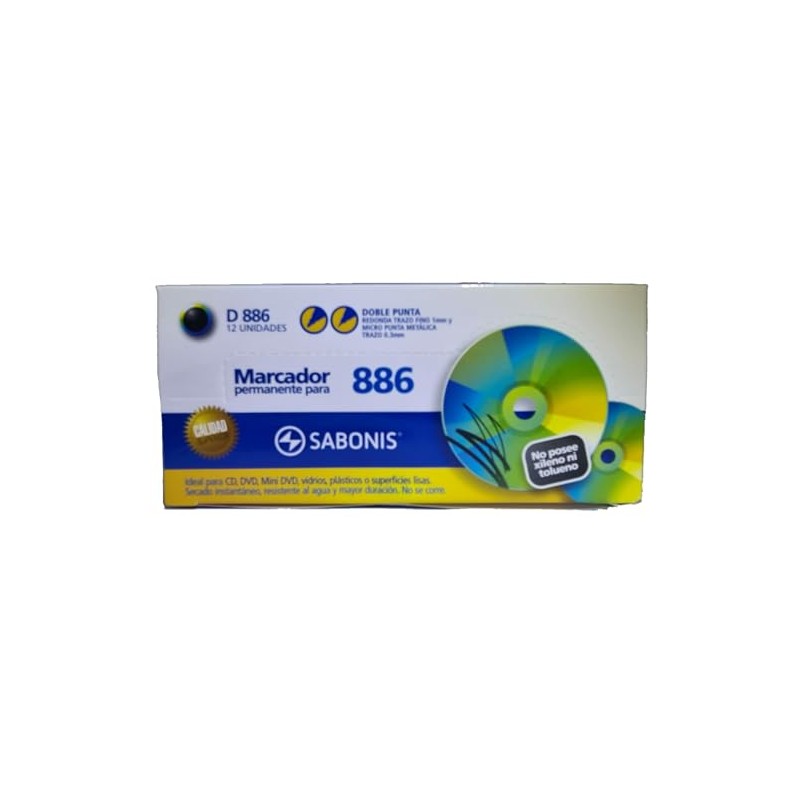 Marcador Para CD Sabonis D886 Permanente 2 Puntas Caja con