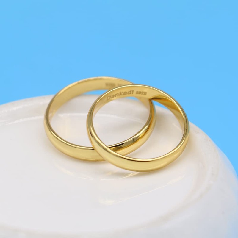 Dankadi Simple Fashion 925 Sterling Silver 24K Gold Plated Ring