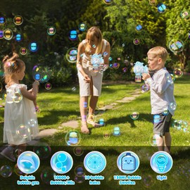 PANACARE Dolphin Bubble Gun for Kids Automatic Bubble Machine with 10 Holes/Lighting/10000+ Bubbles per Minute Portable Bubble Machine with Bubble Solution Birthday/Party Boys and Girls Outdoor Gift