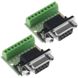 eMagTech 2 x DB9 Breakout Board 9 Pin 2 Row Socket RS232 Serial Port Terminal Block Adapter Solderless Module for Automatic Control Devices