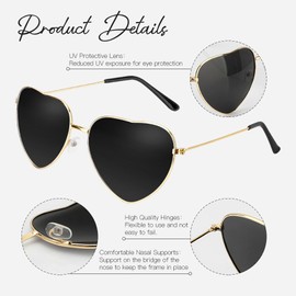 Sunglasses Womens Trendy Black Heart Sunglasses for Women Polarized Sunglasses Women Men Sun Glasses Heart Shaped Sunglasses Womens Sunglasses Bride Sunglasses Pride Aesthetic Accessories for Women