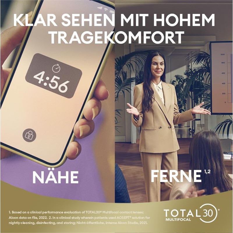 TOTAL30 Multifocal Monthly Lenses, Pack of 3, BC 8.4 m,