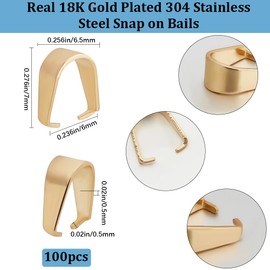 Beebeecraft 1 Box of 100 Snap Eyelets 18 Carat Gold-Plated 304 Stainless Steel 7 x 6.5 x 3 mm Necklaces Pendant Clasp Clamping Eyelets Charm Connectors for Jewellery Making DIY Work