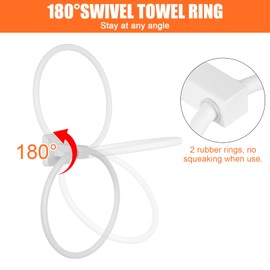 YUET Wall Mounted Towel Ring Rail Bar Bath Holder Hanger Accessories SUS 304 Stainless Steel with Chrome Plated Bathroom Hardware and Kitchen (White)