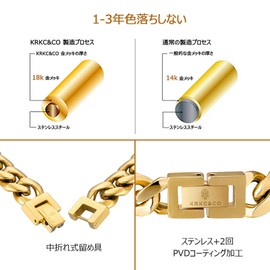 KRKC&CO Men’s Kihei Bracelet, 0.5/0.3 inch (12/8 mm) Wide,18k Gold Plated, Surgical Stainless Steel, Metal Allergy Friendly, Thick, Hip-Hop/Rapper Accessory, Gift, Celebrations, Birthdays