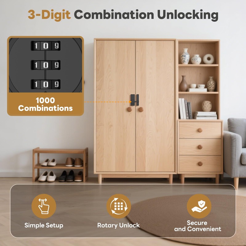 SecureLatch 180 Degree Flip Barn Door Lock, Password Keyless Adhesive