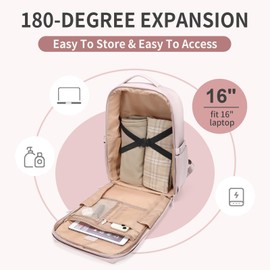 GOLF QUALITY Laptop Backpack, Travel Laptop Backpack for Women Water-Resistant Bookbag for 17.3 Inch Laptop, Pink