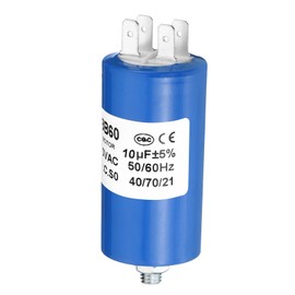 PATIKIL CBB60 10uf Running Capacitor,1Pcs AC 250V 4Pins 50/60Hz Cylinder Bottom with Screw 65 x 35mm for Washing Machine,Cleaning Machine Motor Star