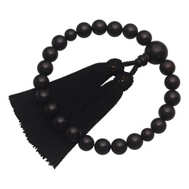 Tsuun Prayer Beads for Men, Banded Ebony, Funeral, Funeral, Vigory, Abbreviation, Prayer Bag Included, Suitable for All Sect