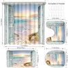 ZXMBF 4Pcs Beach Coastal Shower Curtain Sets Ocean Sunrise Seaside
