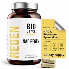 BIOSTACK NAD Regen NAD3 - Suplemento alternativo NMN con resveratrol | Formulated with Niacinamide & Yüth Spermidine to support NAD+ levels, cellular 