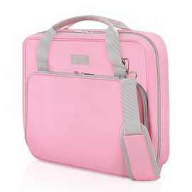 SKYDUE Zipper Binder 3 Inch D-Ring School Binder, Oxford Fabric School Organizer Holds 700+ Sheets, Fits 13.3" Laptop, Water-Resistant, Handle & Shoulder Strap, 14"x13" – School Supplies, Pink