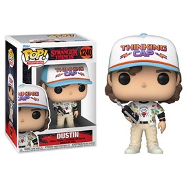 POP [Stranger Things - Dustin Henderson Season 4 Funko Vinyl Figure (Bundled with Compatible Box Protector Case), Multicolor, 3.75 inches