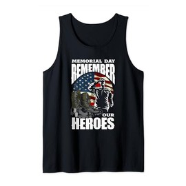 Memorial Day Remember Our Heroes American USA Flag Tank Top