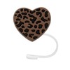ROYALEAD 5pcs Straw Lid for Cups Heart-shaped Leopard Print Silicone
