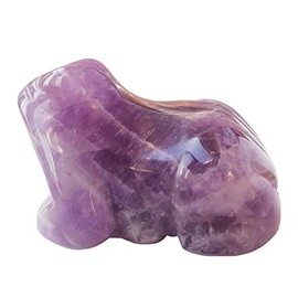 Bacatgem Natural Amethyst Frog Crystals and Healing Stone Figurines,1.5 Inches Hand Carved Pocket Animal Room Decor Gemstone