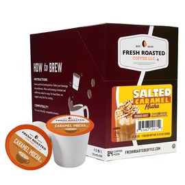 Fresh Roasted Coffee, Salted Caramel Mocha, Flavored Coffee Pods, K-Cup Compatible, 24 Count