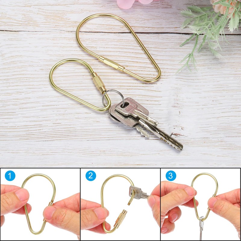 [PATIKIL] Brass Key Ring Set of 5 Screw Lock Clip