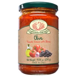 Rustichella d'Abruzzo Olive Pasta Sauce | Authentic Italian Recipe | Tomato Sauce with Leccino Olives | Perfect for Pasta, Pizza, Spaghetti and More | Ready to Use | Made in Italy | (9.53 Fl Oz/ 270g)