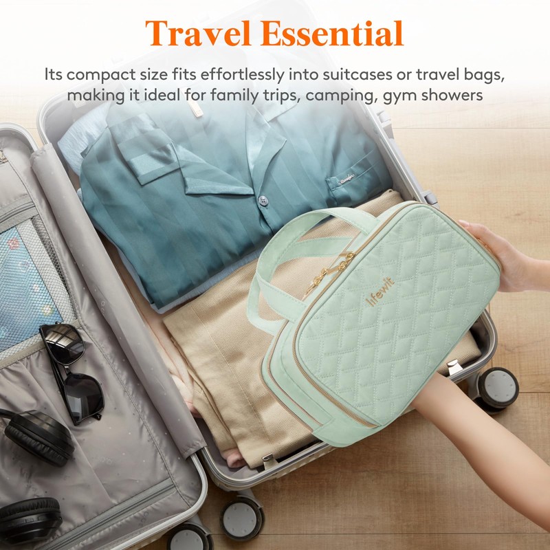 Lifewit Travel Toiletry Bag with Handle, Large Wide-Open Makeup Cosmetic