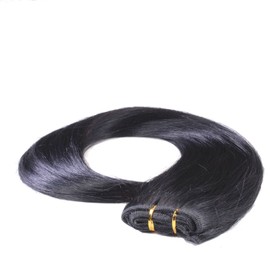 hair2heart Echthaar Tressen zum Einnähen Extensions glatt - 50cm 100g 2/0 schwarz
