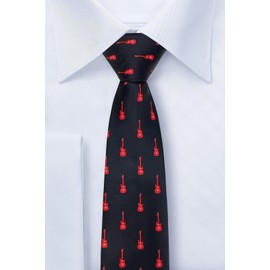 Retreez Music Guitar Ties for Men | Musician Neckties | Formal and Casual Tie | Gift For Coworker | Gift For Him | Microfiber 2.4" Skinny Ties - Black