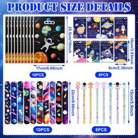 GAROMIA Space Party Bag Children's Birthday Party Favours Children's Birthday Gift with Snap Bracelet Gift Bags Notebook Pencils for Boys Girls Birthday Decoration