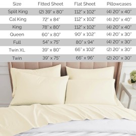 Southshore Fine Living, Inc. Premium Collection, 6-Piece, Deep Pocket Sheet Set, Easy Care, Shrinkage Free Sheet Set with 1 Flat Sheet, 1 Fitted Sheet, 4 Pillowcases, Off-White, Queen
