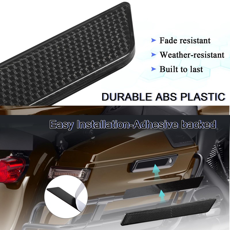 HOKUOTOLITE Hard Saddlebag Latch Covers Reflectors Inserts for Harley Touring