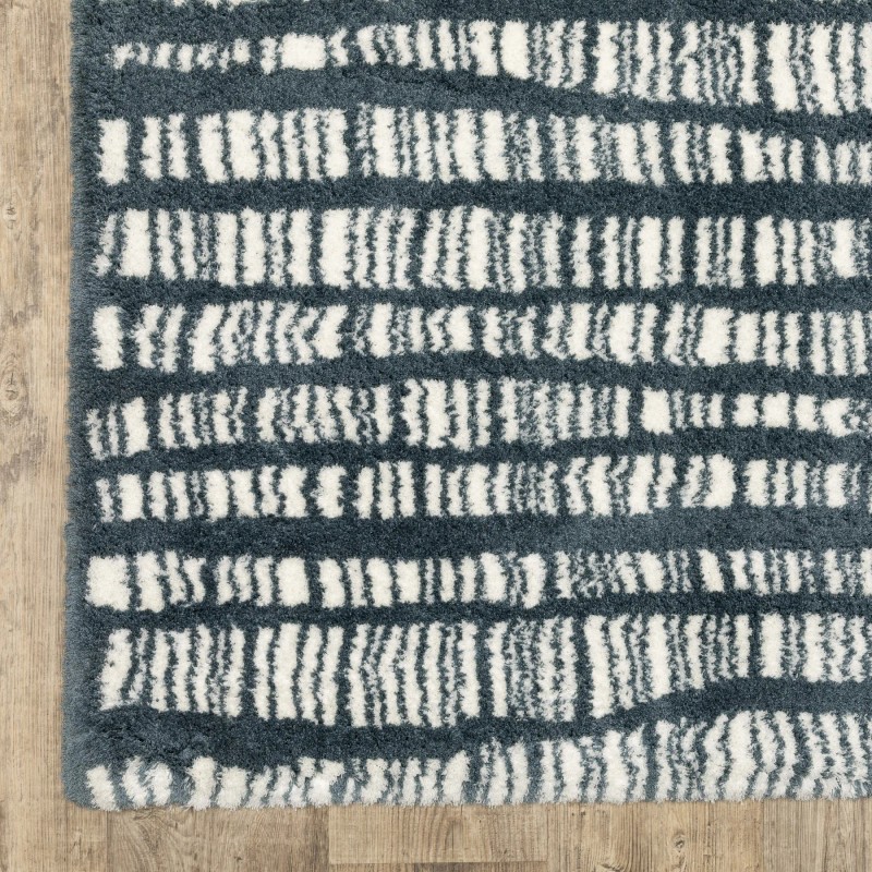 Homeroots 8' Teal And Ivory Striped Runner Rug