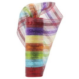 HUIHUANG Rainbow Deco Mesh 10 inch Wide Multicolor Pride Deco Mesh Wreath Ribbon for Pride Wreath Love Wreaths Supplies Swags Pride Month Party Decor Garland Bows Crafts -10 Yards