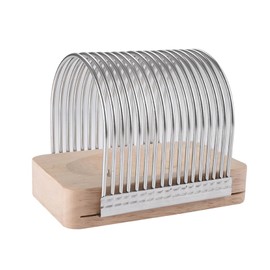 Partslety Manual Bread Slicer Stainless Steel Bread Slicer, Detachable Rust Proof Wire Cage Bread Slicer Bread Slicer for Homemade Bread Bread Slicing Guide With Sturdy Bamboo Cutting Board