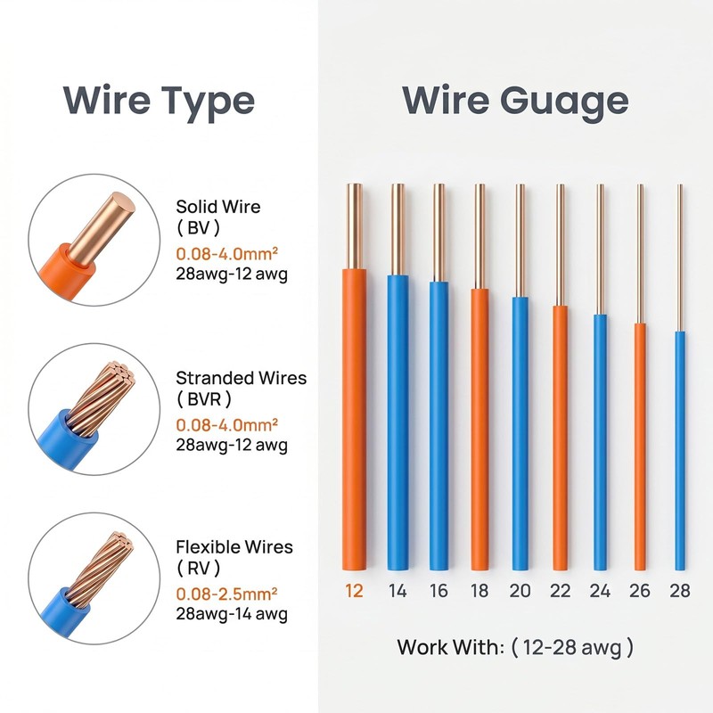 16 Pcs T Tap Wire Connectors for AWG 28-12 Wiring