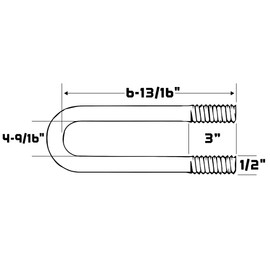Conquest Fasteners U Bolt Round, 4-9/16" x 6-13/16" Zinc Finish for Round Pipe