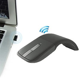 Acogedor Ratón Ultrafino Plegable 2.4G Wireless ARC Mouse 1000 dpi Ratón óptico Portátil Universal con Receptor USB, Apto para PC/Notebook/Smart TV(Negro)