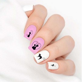 Valentine's Day Cats Clear Vinyl (Cut, Peel, & Stick) Nail Designs