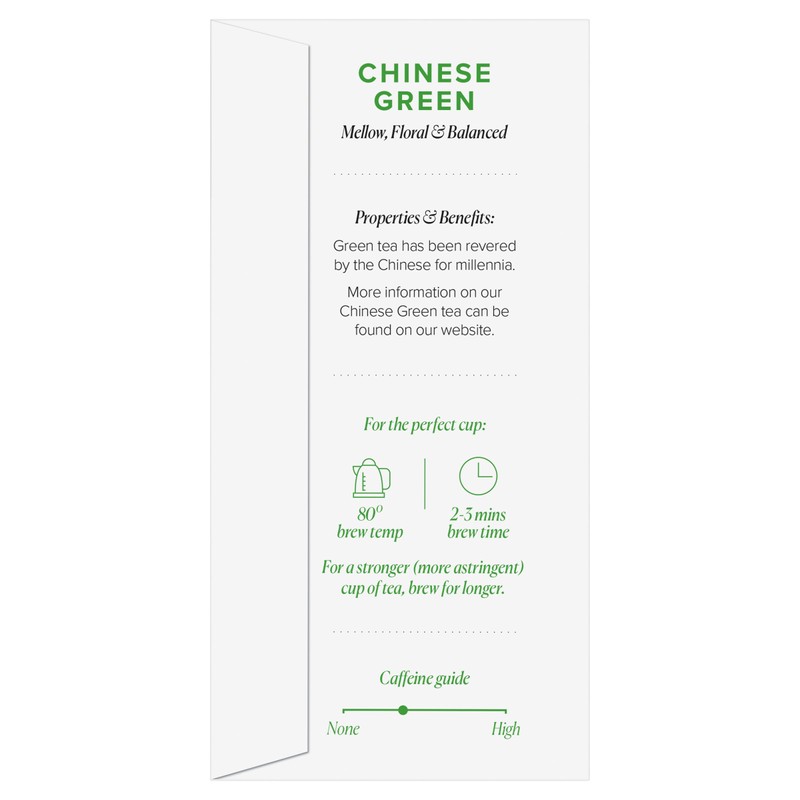 96° Chinese Green Tea - 20 Pyramid Tea Bags, Individually