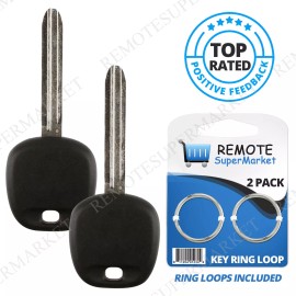RemoteSuperMarket 2x Remote Fob Car Transponder Key for Toyota (TOY44H-PT, H Chip)