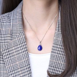 COAI Women's 925s Necklace with Angel Tear Pendant, Lapis Lazuli, Lapis Lazuli