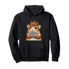 Smiling Hamster with Crown for Pets Fans Pullover Hoodie