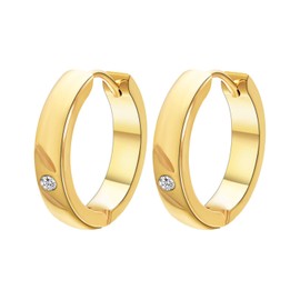 JOLCHIF 20mm Gold Chunky Hoop Earrings for Women CZ High Polishing Titanium Steel Flat Thick Earrings Jewelry