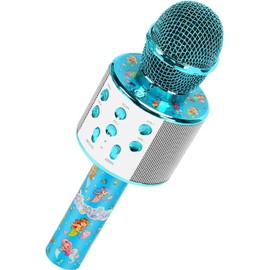Karaoke-Mikrofon für Kinder, tragbares Mikrofon, für Mädchen, kabellose Mikrofone mit Lautsprecher mit LED-Lichtern, für Android/iOS, PC und Smartphone, Haus KTV