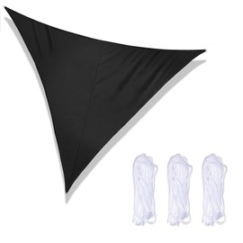 Triangle Sun Shade Sails, 2 x 2 x 2M Waterproof Sail Shade, Garden Canopy Awning, Sun Shade Cloth Patio Cover with 3 Fixed Ropes for Outdoor Patio Garden Backyard (Black)