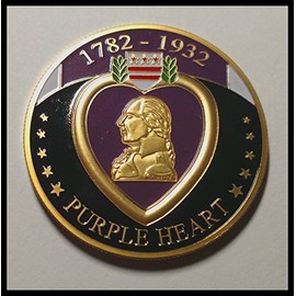 Purple Heart Military Engravable Colorized Challenge Art Coin