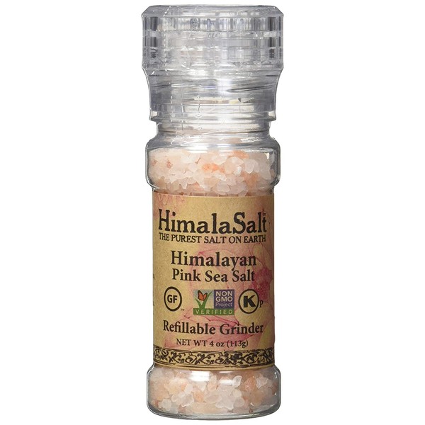 HimalaSalt Refillable/Adjustable Himalayan Salt Grinder - 4 oz