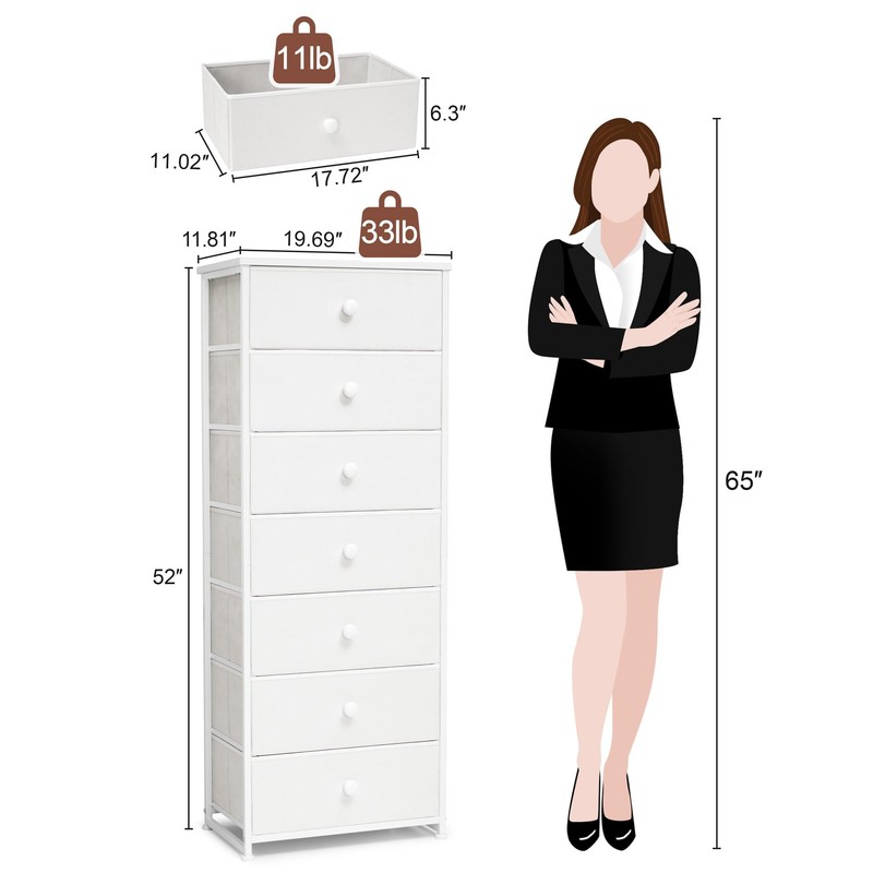 Crestlive Products Tall Dresser, 7-Drawer Fabric Storage Tower, Chests of