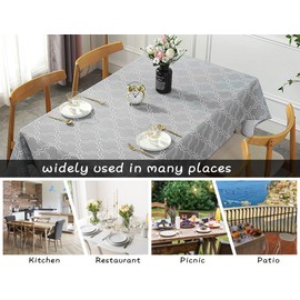 Excovip Cotton Linen Fabric Tablecloth-Washable Table Cloth-Wrinkle Free Anti-Fading,Dust-Proof Table Cover for Kitchen Dining, Party, Holiday, Christmas, Buffet(Oblong, 6-8 Seats, 150x213CM,Gray)
