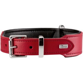 Hunter Basic Dog Collar With Coated Split Leather and Faux Leather, Simple, Robust and Weather-Resistant, red