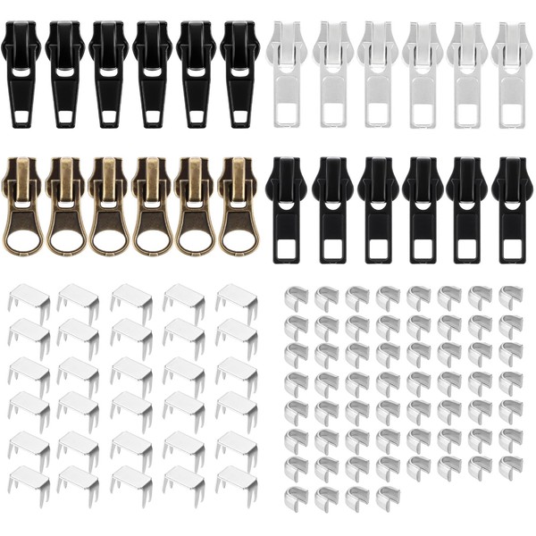 114 Pcs Zipper Repair Kit, Metal Zipper Pull Replacement Zippers